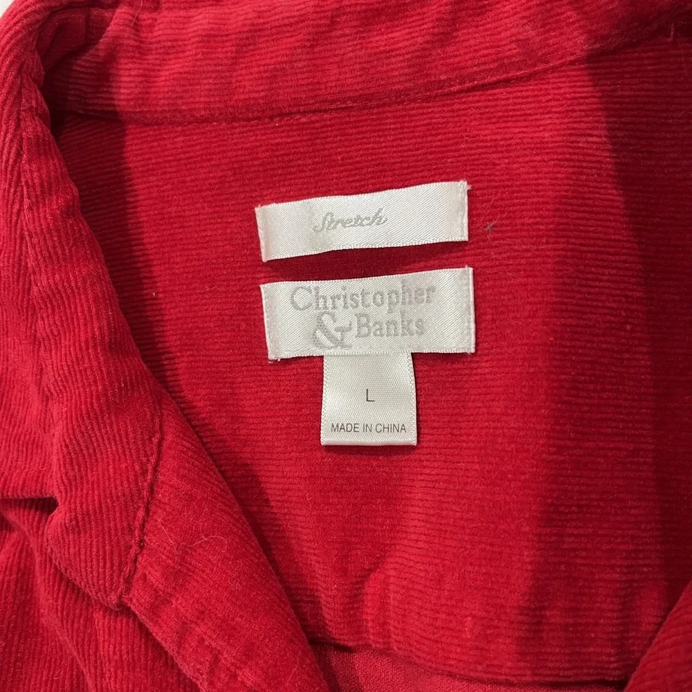 Corduroy Jacket Womens Large Red  Tomato Girl Fall Blazer Office Western Snap